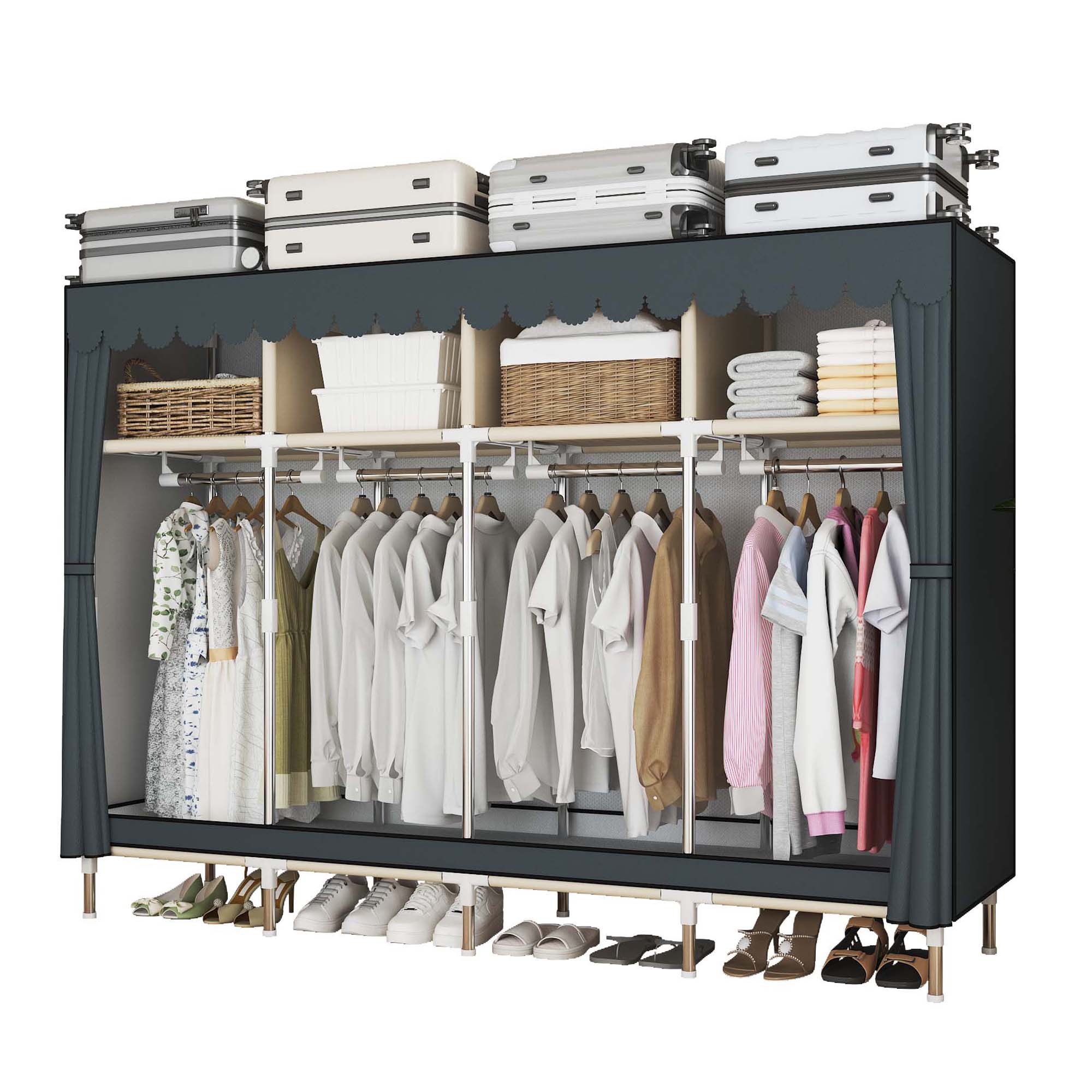Wardrobe Closet Portable Fabric Cover - 79 Inch Wide Walk-in Closet with