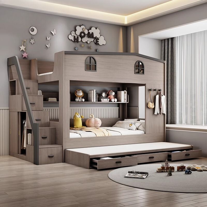 Bunk Bed With Stairs And Slide - Nordic Double Decker Kids Beds Wooden