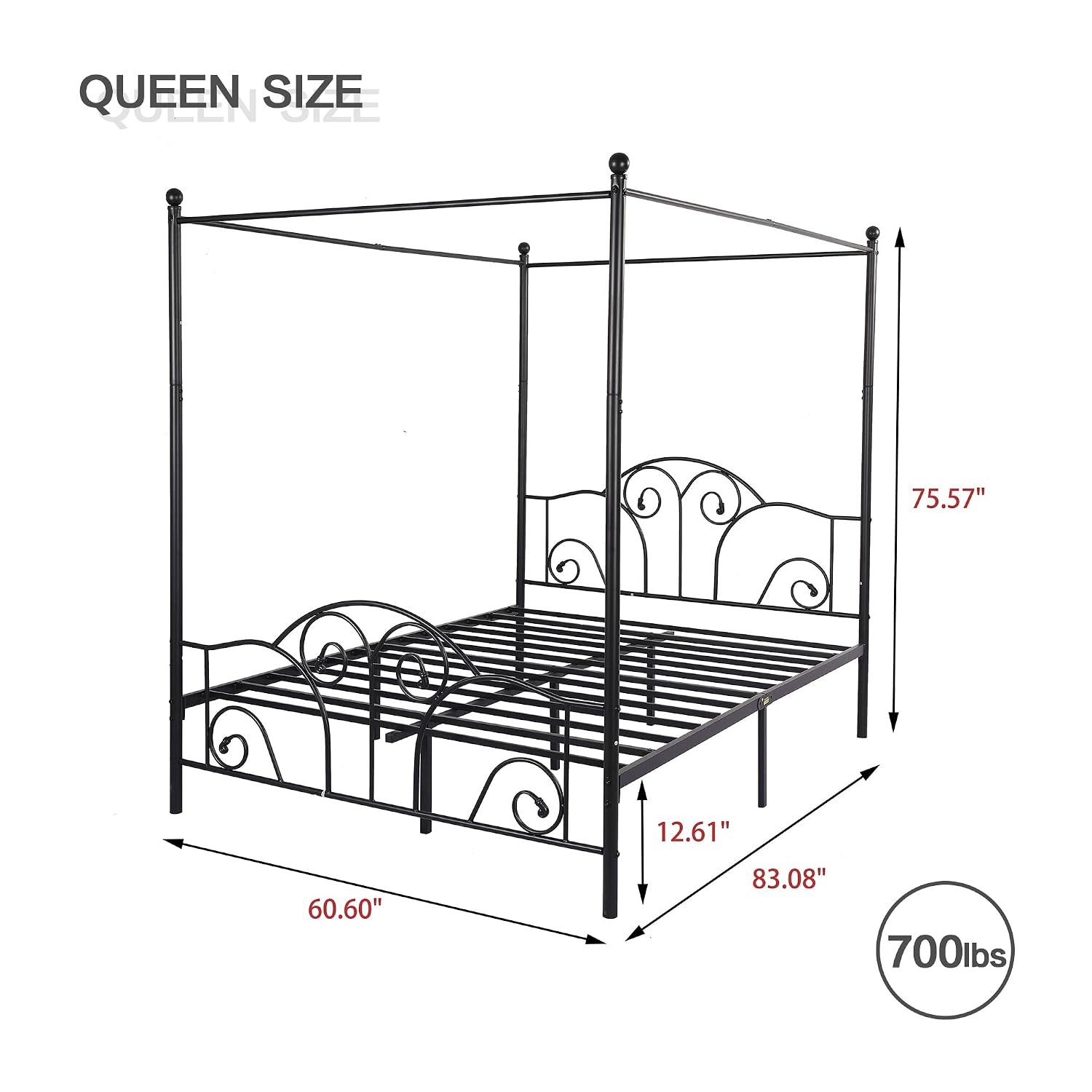 Queen Size Metal Canopy Bed Fr - Canopy Bed Frame Metal Queen ulasan dan harga