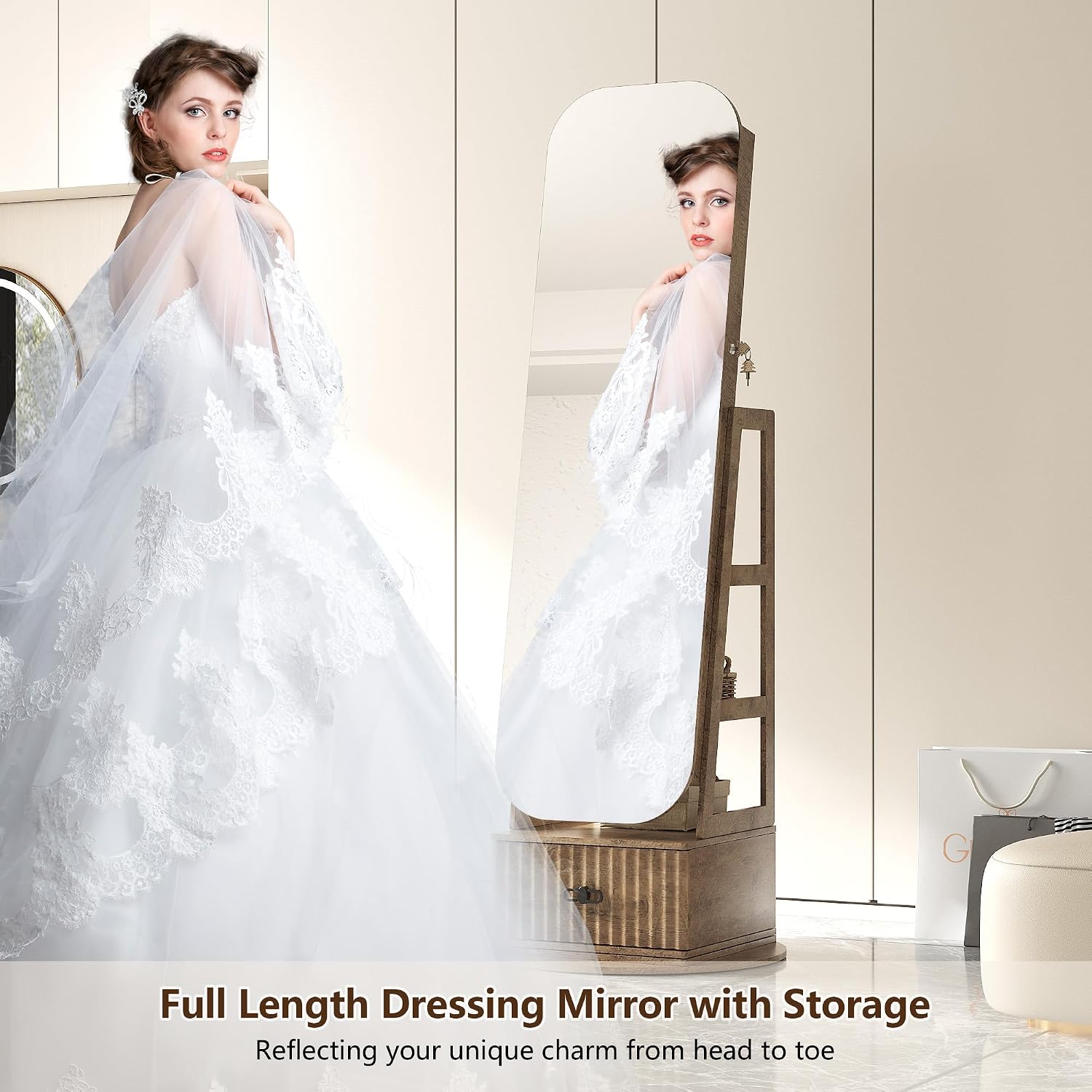 360 Swivel Jewelry Armoire Org - Full Length Mirror Jewelry Armoire ulasan dan harga
