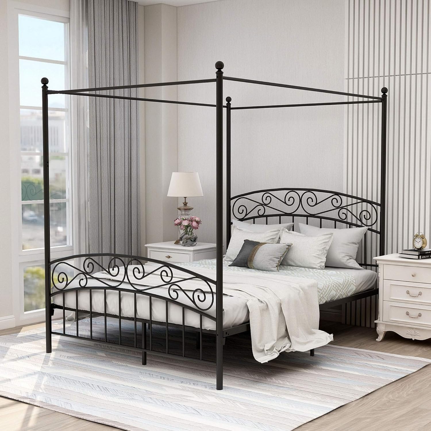 Queen Size Metal Canopy Bed Fr - Canopy Bed Frame Metal Queen ulasan dan harga