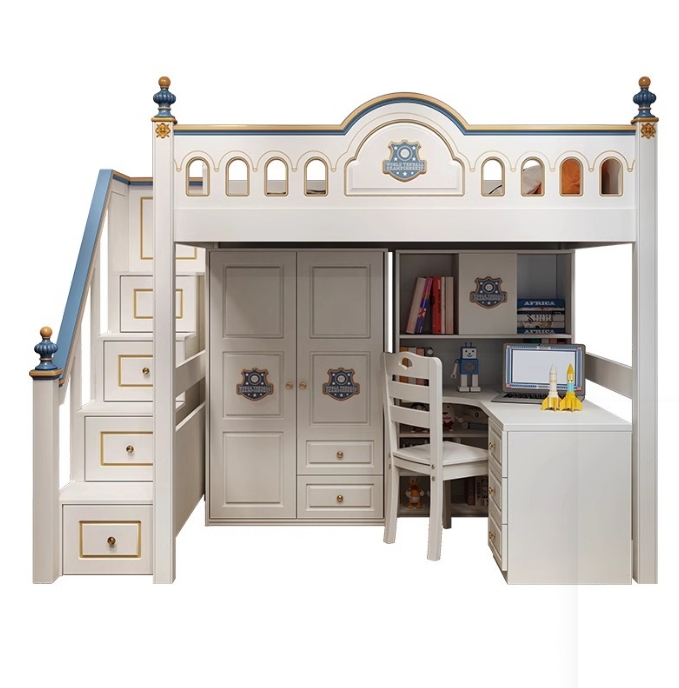 ！@Kids Princess Room Wood Cast - Bunk Bed With Stairs And Slide ulasan dan harga