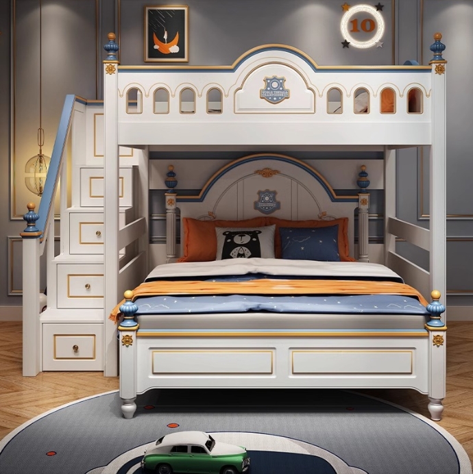！@Kids Princess Room Wood Cast - Bunk Bed With Stairs And Slide ulasan dan harga