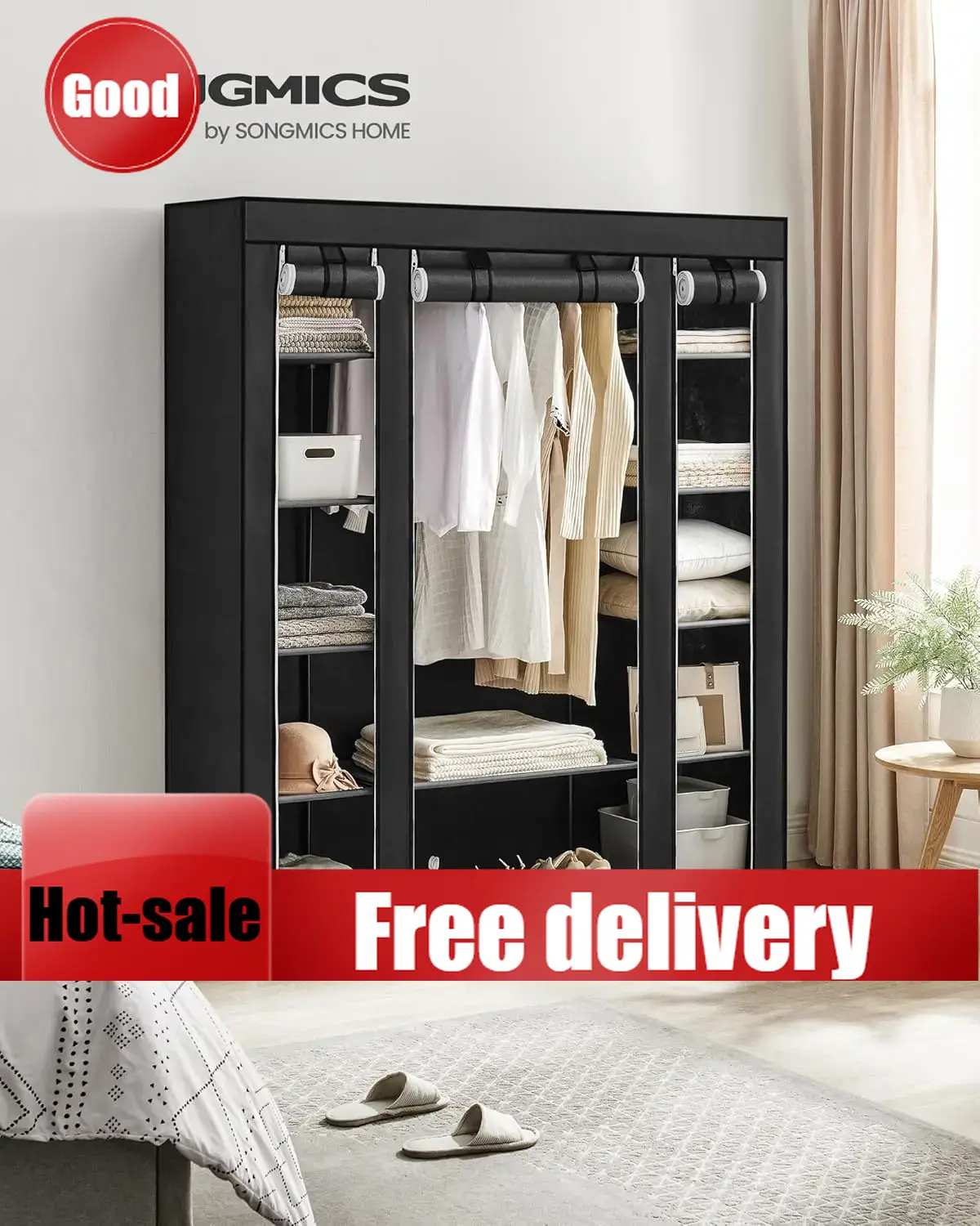Cheng-Closet Wardrobe, Portabl - Wardrobe Closet Portable Fabric Cover ulasan dan harga