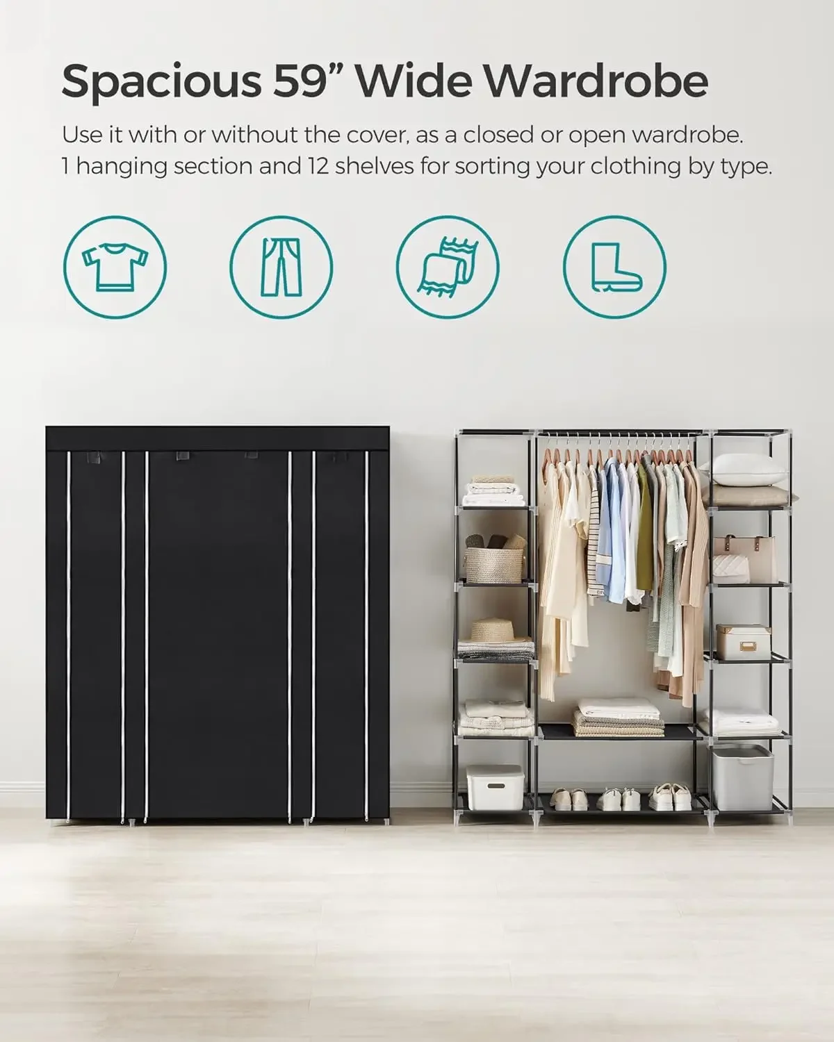 Cheng-Closet Wardrobe, Portabl - Wardrobe Closet Portable Fabric Cover ulasan dan harga