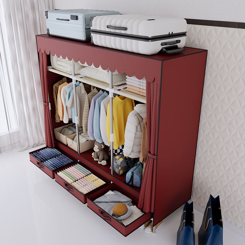 Portable Wardrobe clothes Clos - Wardrobe Closet Portable Fabric Cover ulasan dan harga