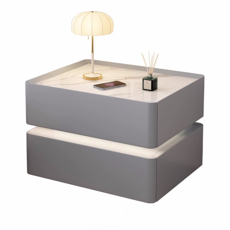 Solid Wood Smart Bedside Table - Solid Wood Nightstand 2 Drawers ulasan dan harga