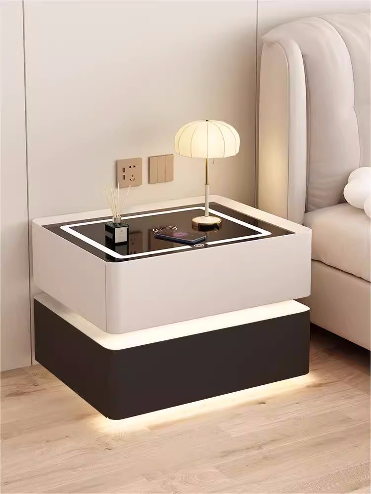 Solid Wood Smart Bedside Table - Solid Wood Nightstand 2 Drawers ulasan dan harga
