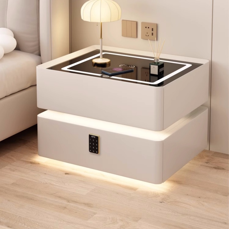 Solid Wood Smart Bedside Table - Solid Wood Nightstand 2 Drawers ulasan dan harga