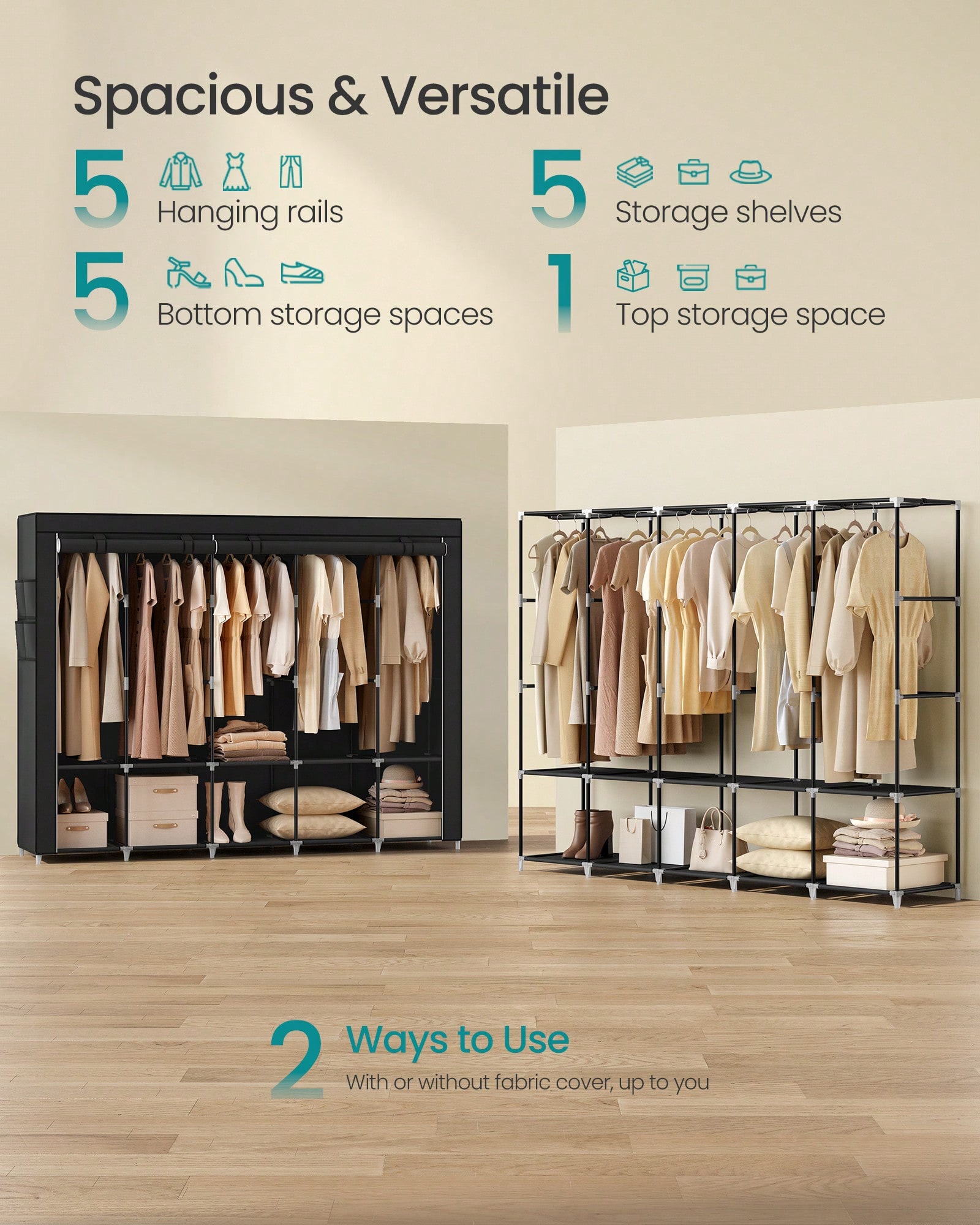 83 Inch Extra Large Portable C - Wardrobe Closet Portable Fabric Cover ulasan dan harga
