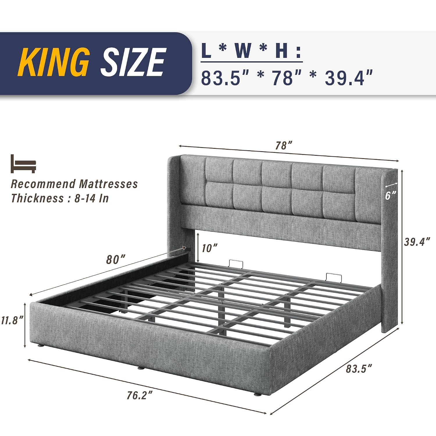 King Bed Frame Hydraulic Gas L - Gas Lift Storage Bed Hydraulic ulasan dan harga
