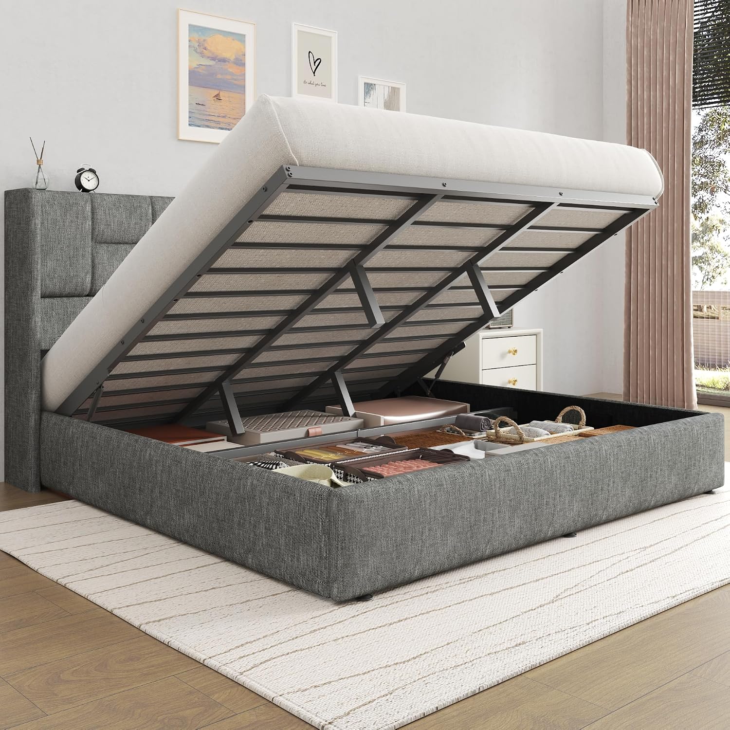 King Bed Frame Hydraulic Gas L - Gas Lift Storage Bed Hydraulic ulasan dan harga