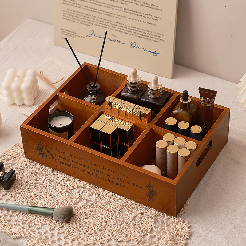 Zakka retro wooden portable si - Storage ulasan dan harga
