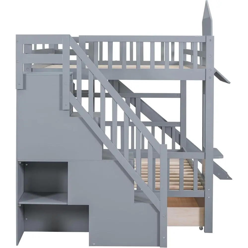 Full-Size Over Full Bunk Bed w - Bunk Bed With Stairs And Slide ulasan dan harga