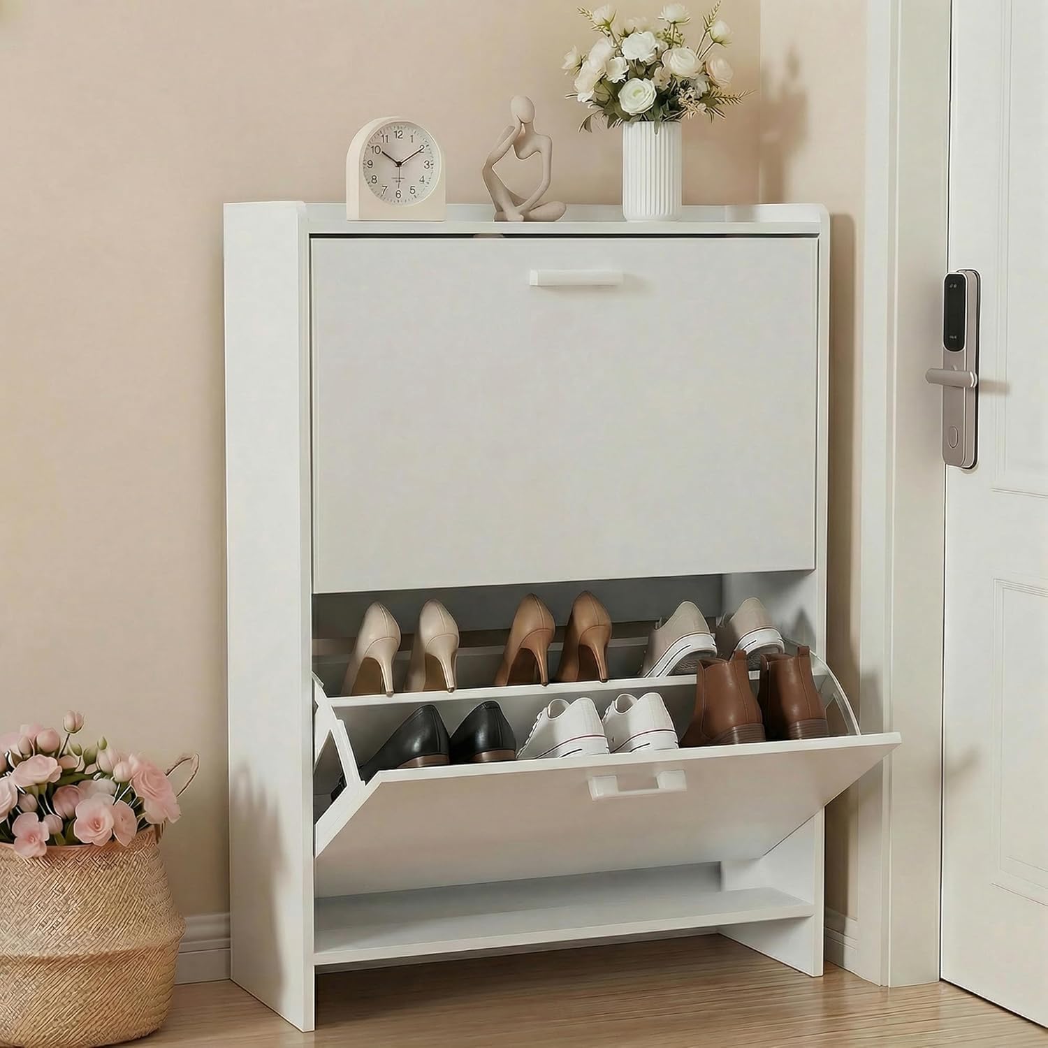 #Narrow Shoe Cabinet with 2 Fl - Shoe Rack Cabinet Narrow Entryway ulasan dan harga