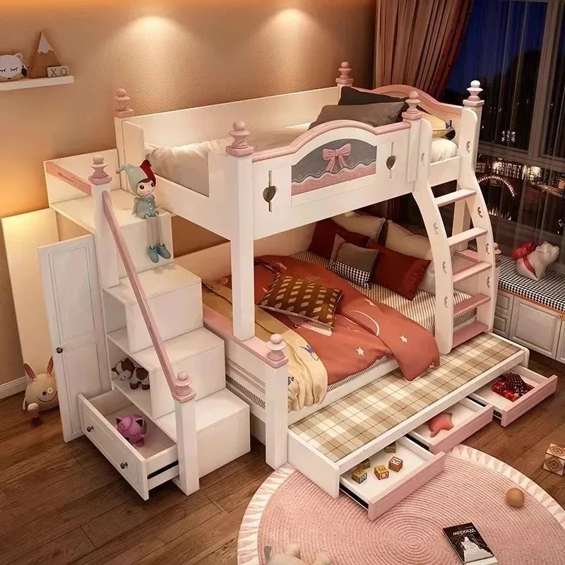 Cheap Customized Solid Wooden  - Bunk Bed With Stairs And Slide ulasan dan harga