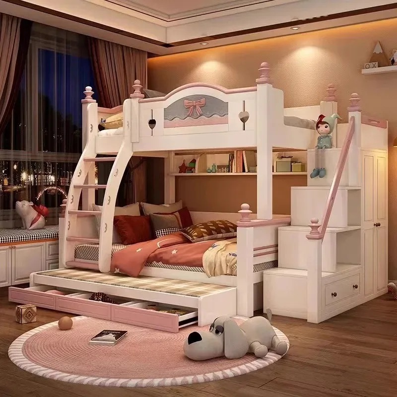 Cheap Customized Solid Wooden  - Bunk Bed With Stairs And Slide ulasan dan harga