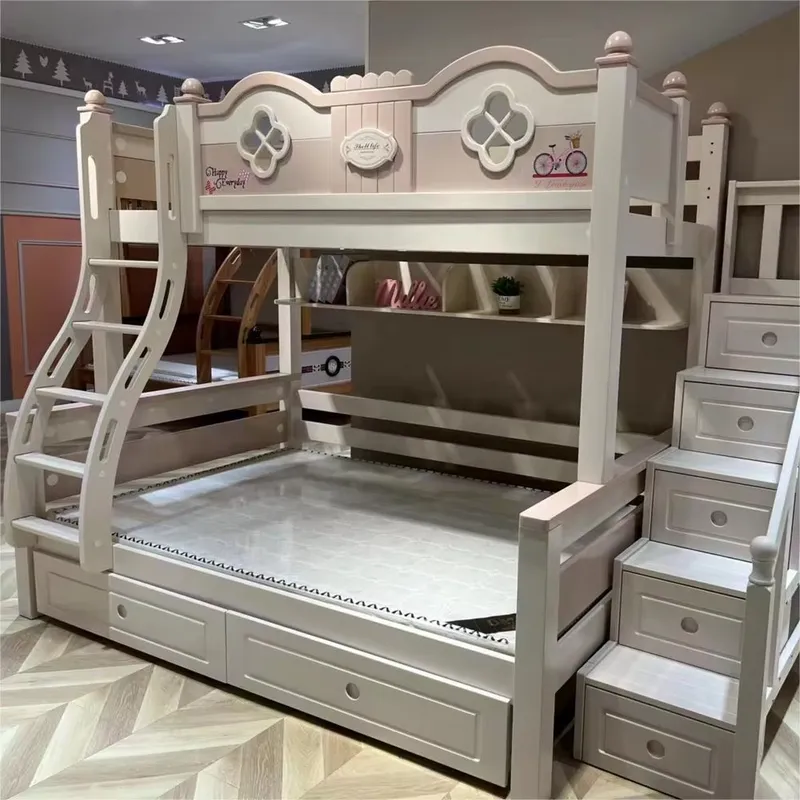 Modern Luxury Princess Kids Bu - Bunk Bed With Stairs And Slide ulasan dan harga