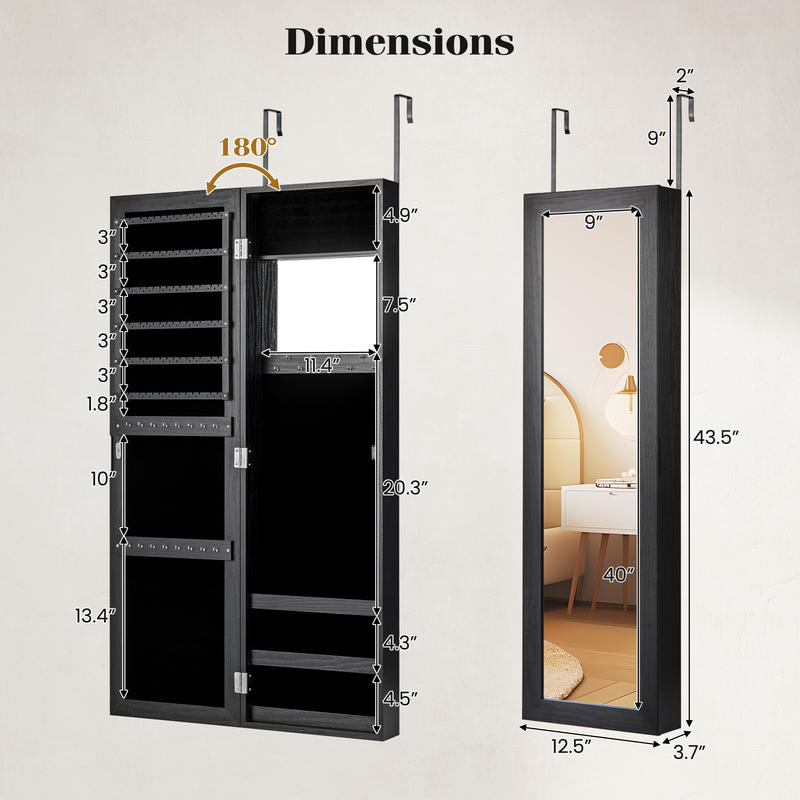 Locked Jewelry Armoire, Wall M - Full Length Mirror Jewelry Armoire ulasan dan harga