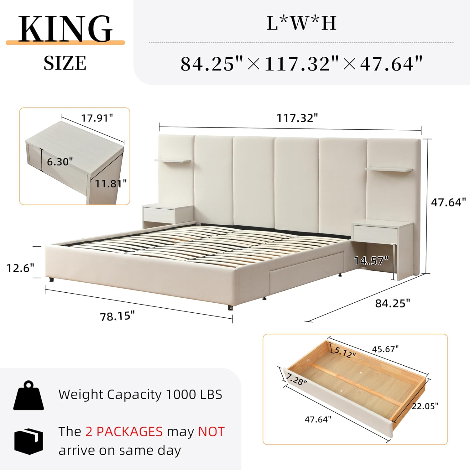 King Size Bed Frame with Stora - King Size Bed Frame With Storage Drawers ulasan dan harga
