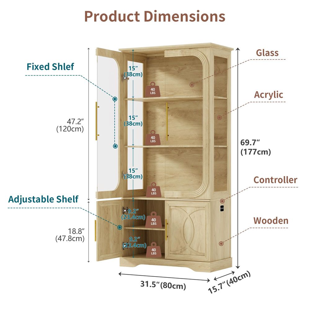 Display Cabinet with Glass Doo - Storage ulasan dan harga