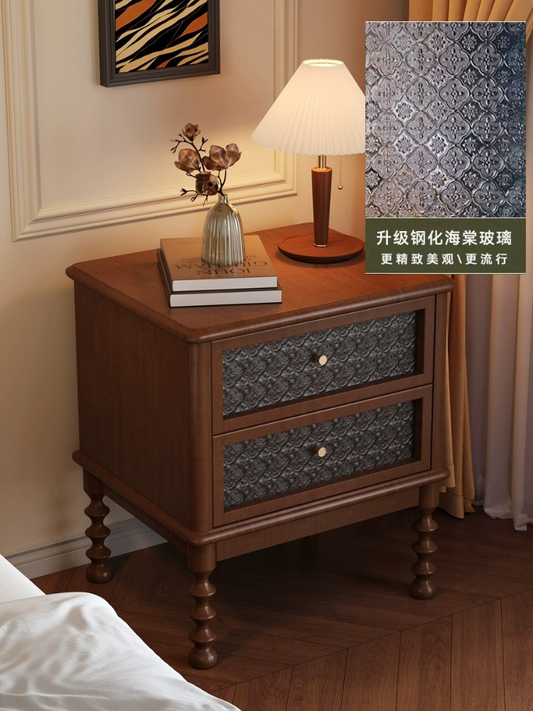 Vintage Nightstands Printed Gl - Solid Wood Nightstand 2 Drawers ulasan dan harga