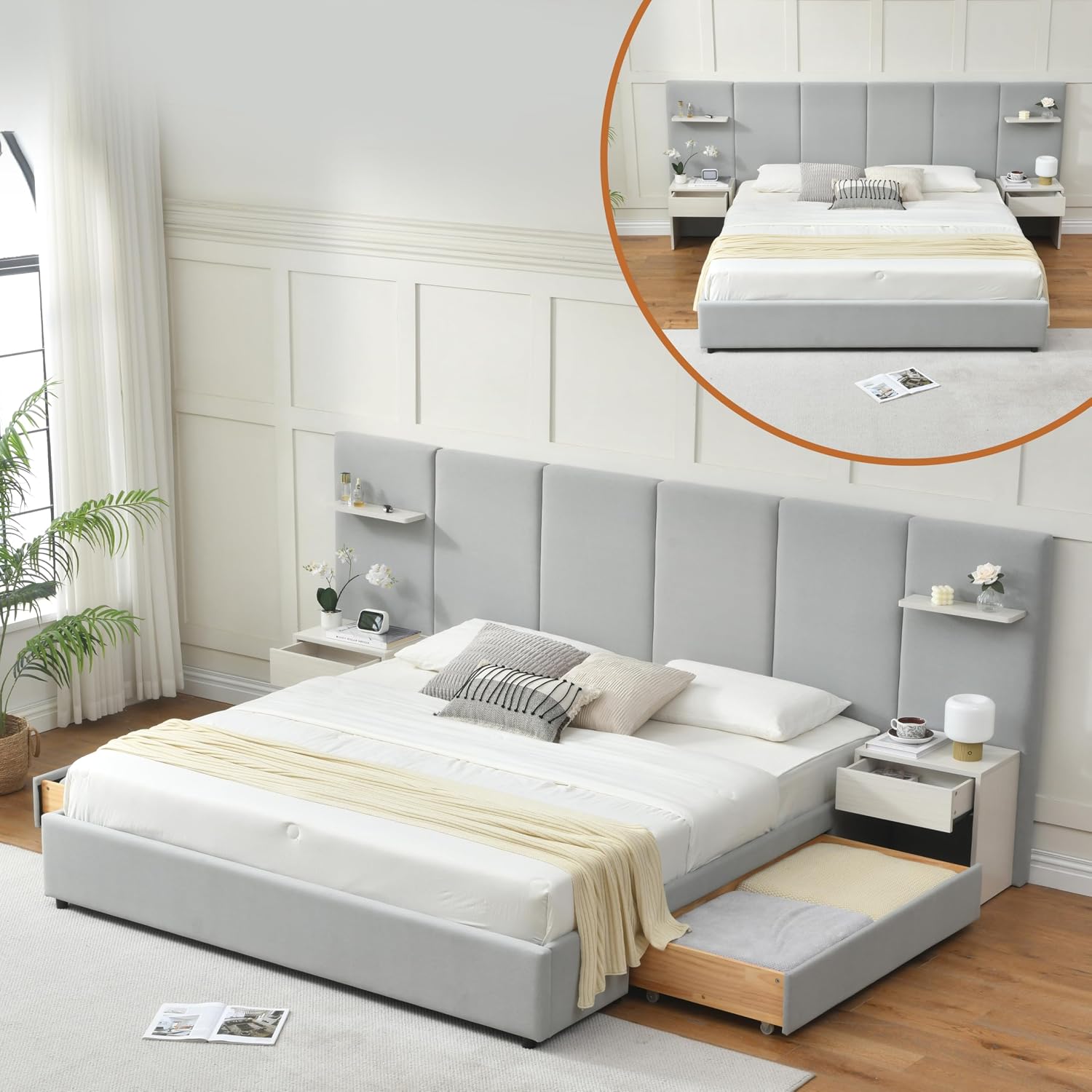 King Size Bed Frame with Stora - King Size Bed Frame With Storage Drawers ulasan dan harga