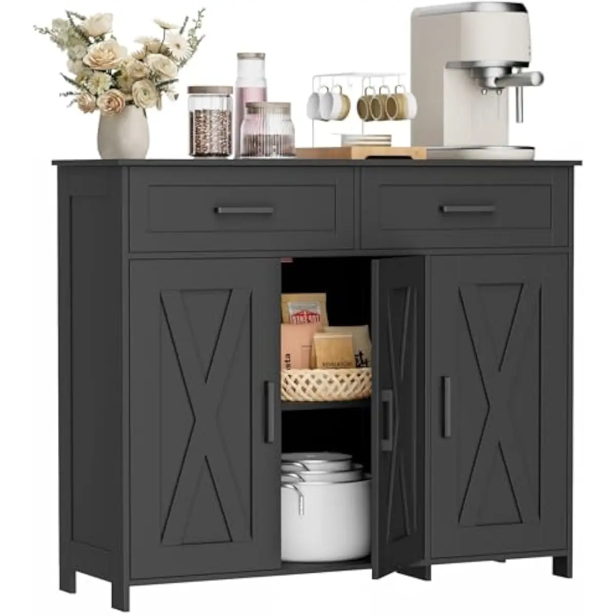 Coffee Bar Storage Cabinet wit - Storage ulasan dan harga