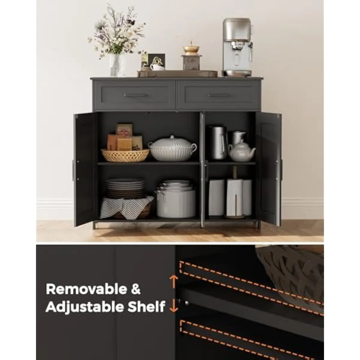Coffee Bar Storage Cabinet wit - Storage ulasan dan harga