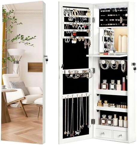 Lockable Jewelry Cabinet Organ - Full Length Mirror Jewelry Armoire ulasan dan harga