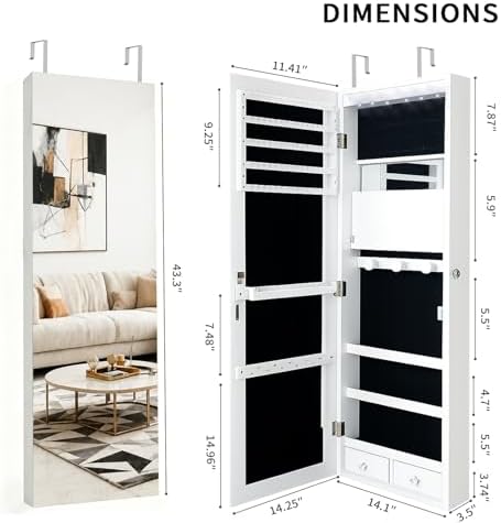 Lockable Jewelry Cabinet Organ - Full Length Mirror Jewelry Armoire ulasan dan harga