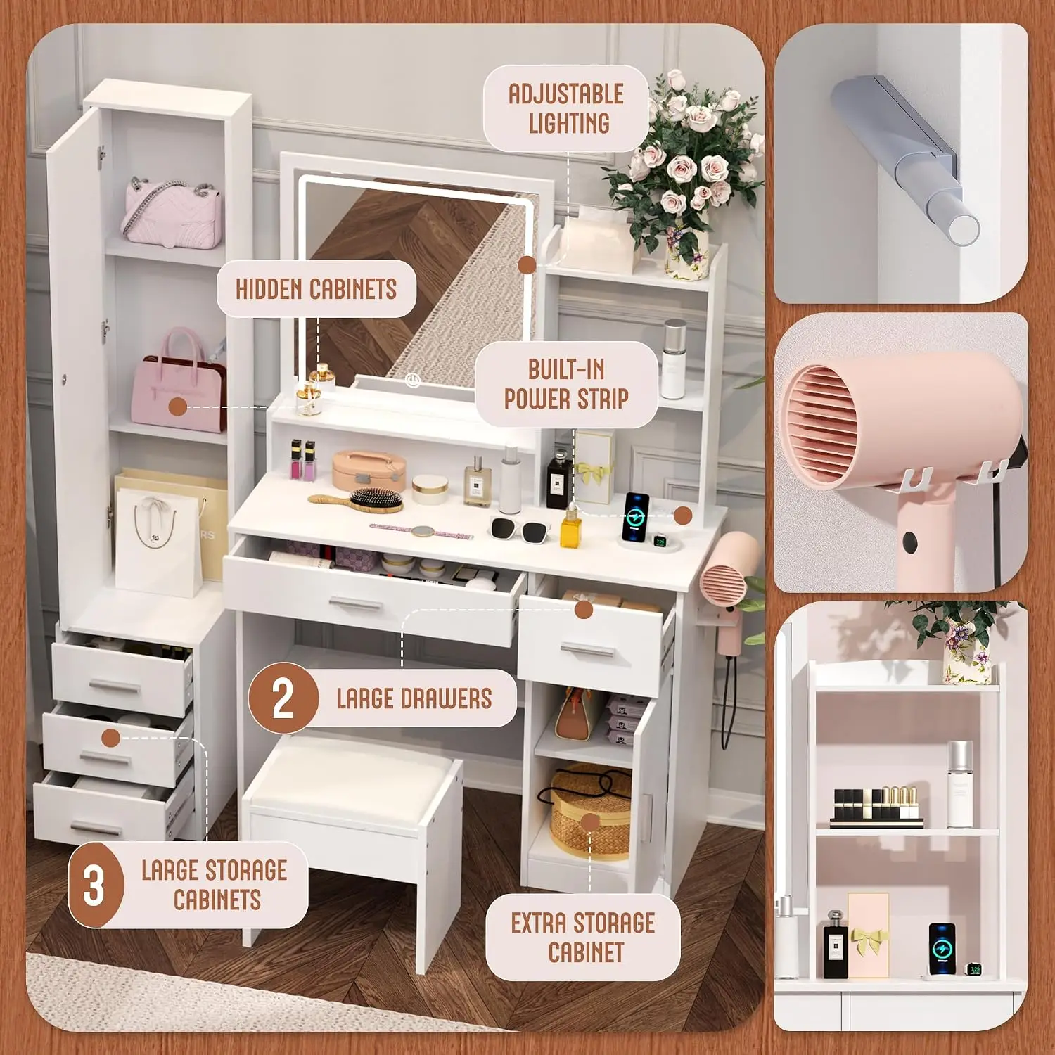 INTERGREAT Makeup Vanity with  - Dressing Table Vanity With Lighted Mirror ulasan dan harga