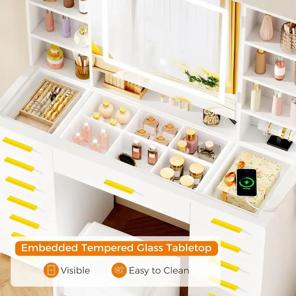 LED Lighted Mirror Vanity Desk - Dressing Table Vanity With Lighted Mirror ulasan dan harga