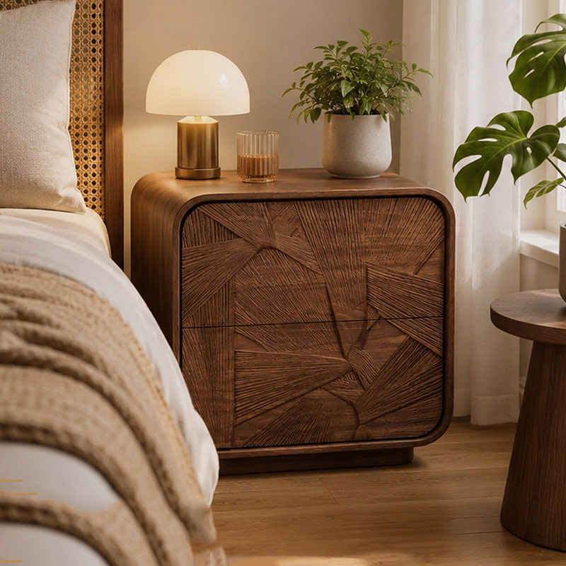 Drawers Wood Nightstand Storag - Solid Wood Nightstand 2 Drawers ulasan dan harga