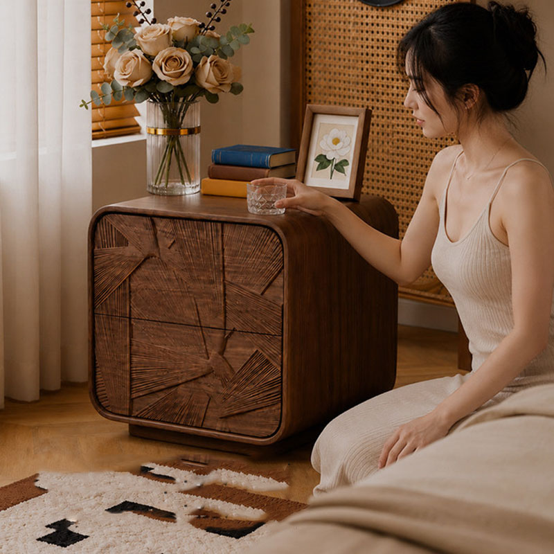Drawers Wood Nightstand Storag - Solid Wood Nightstand 2 Drawers ulasan dan harga