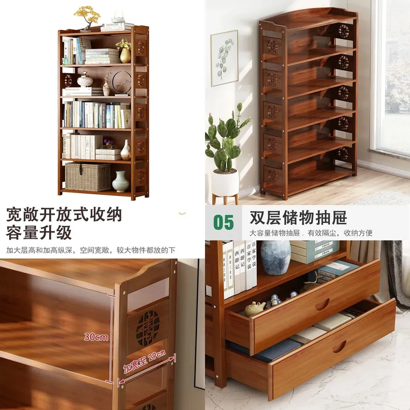 Solid Wood Bookshelf Simple St - Bedroom Furniture ulasan dan harga