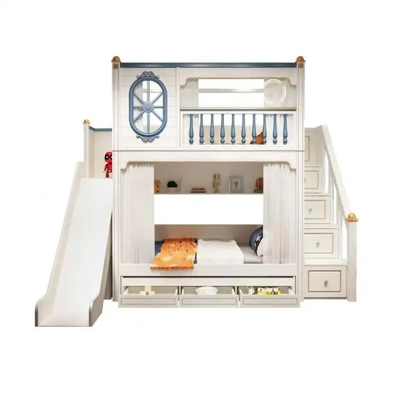 -For Luxury Kids Bedroom Furni - Bunk Bed With Stairs And Slide ulasan dan harga