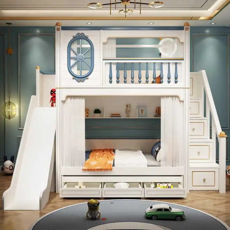 -For Luxury Kids Bedroom Furni - Bunk Bed With Stairs And Slide ulasan dan harga