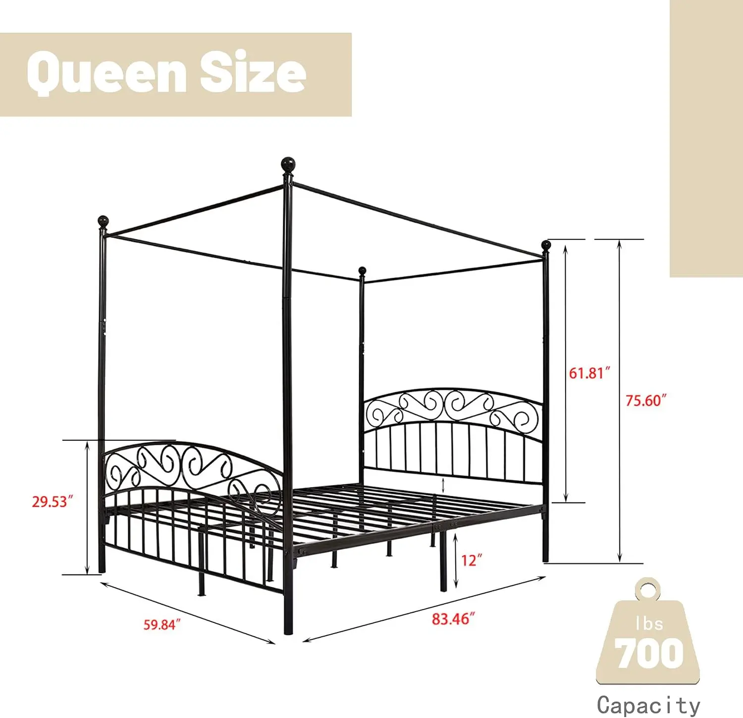 Queen Size Canopy Bed Frame Fo - Canopy Bed Frame Metal Queen ulasan dan harga