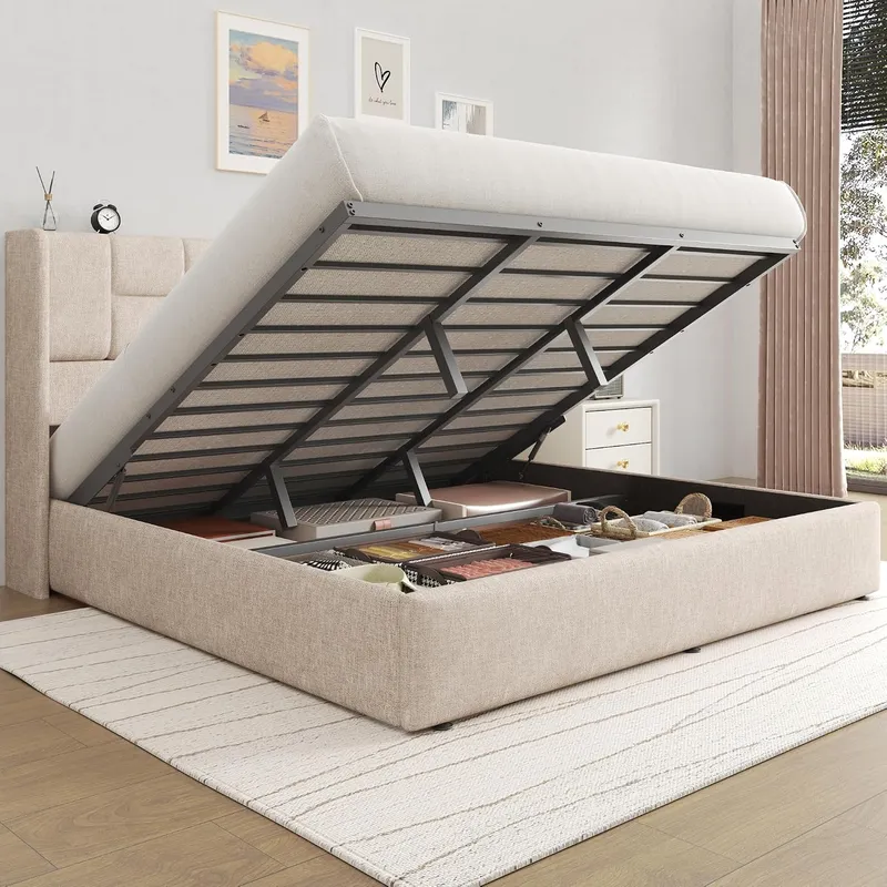 Bed Frame with Hydraulic Gas L - Gas Lift Storage Bed Hydraulic ulasan dan harga