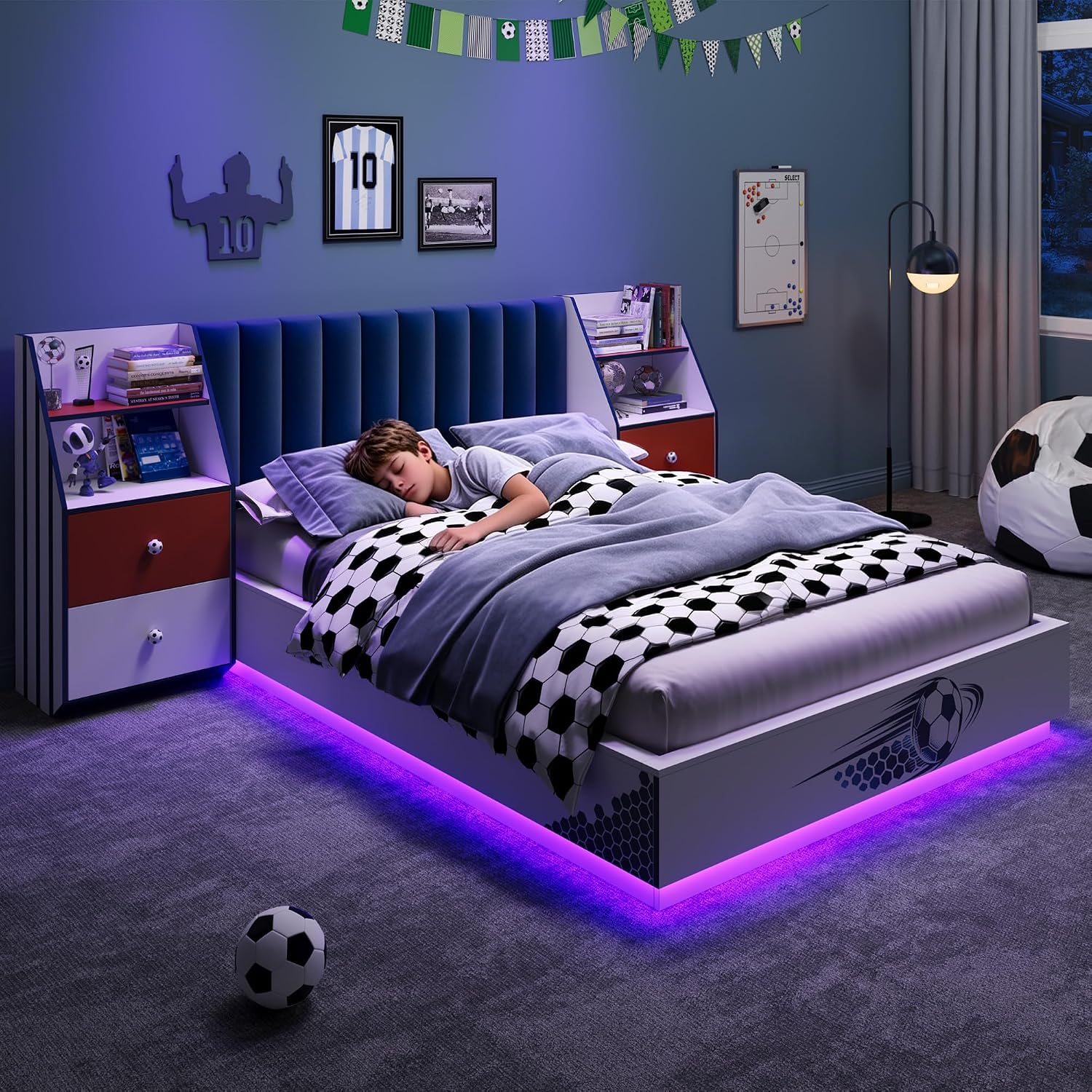 Full Size Floating Bed With Ve - Floating Nightstand With Led Light ulasan dan harga