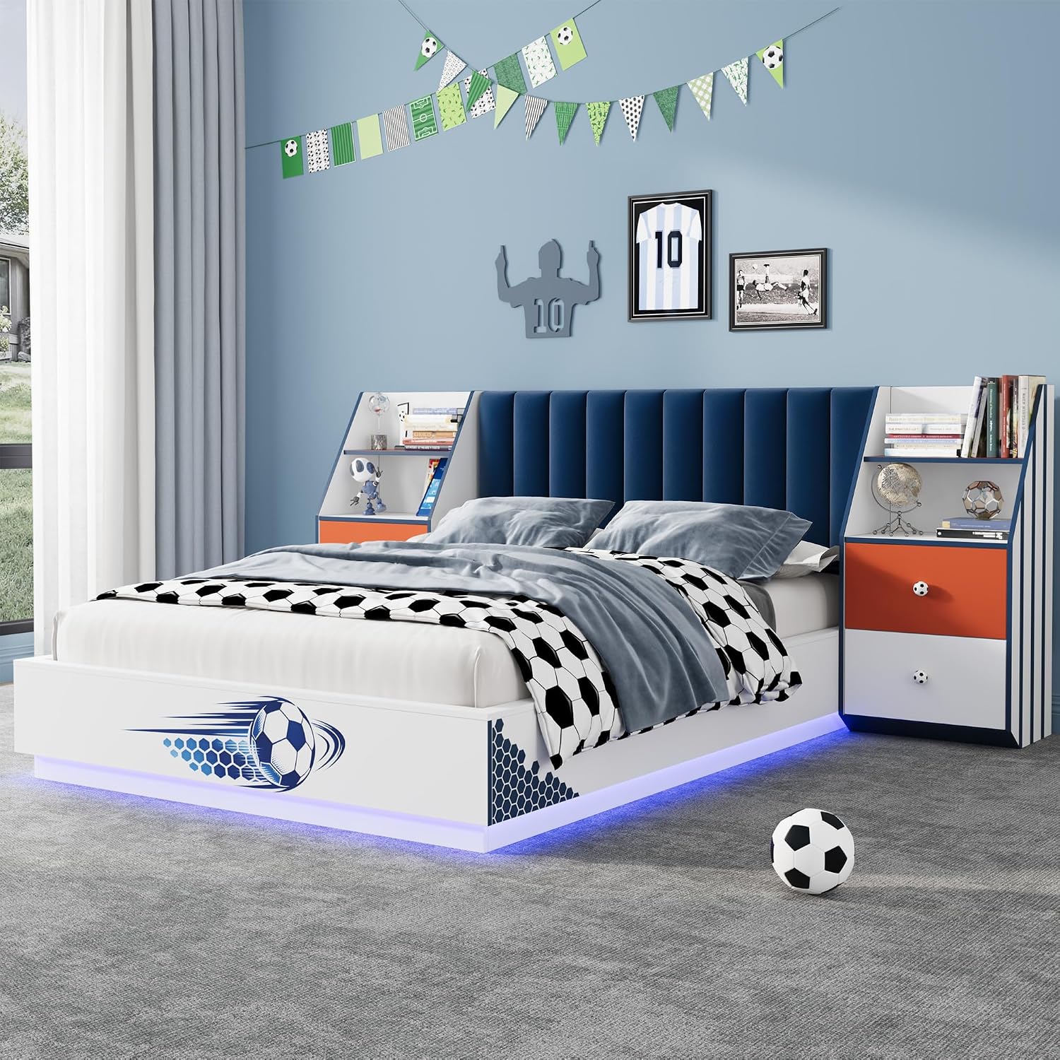 Full Size Floating Bed With Ve - Floating Nightstand With Led Light ulasan dan harga