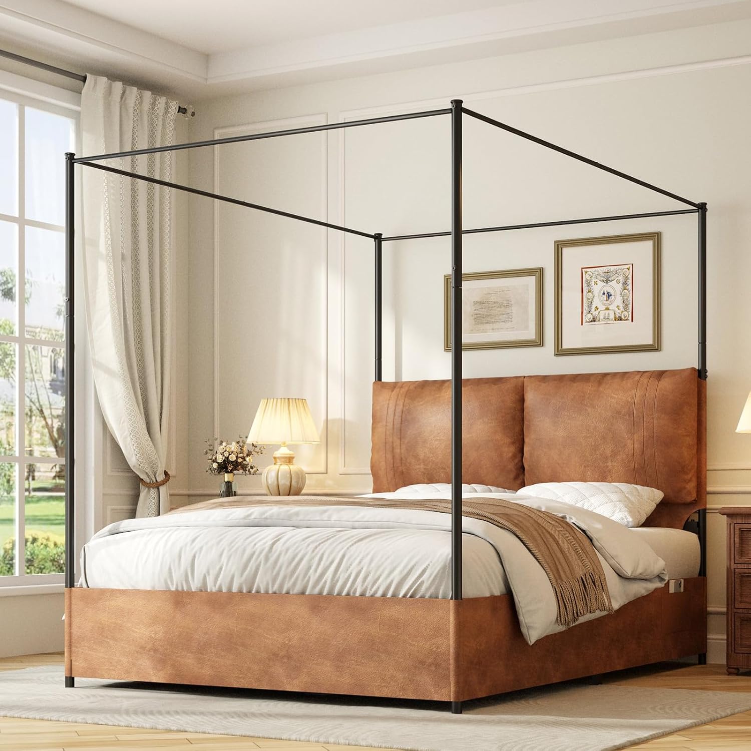 Queen Canopy Bed Frame with Ta - Canopy Bed Frame Metal Queen ulasan dan harga