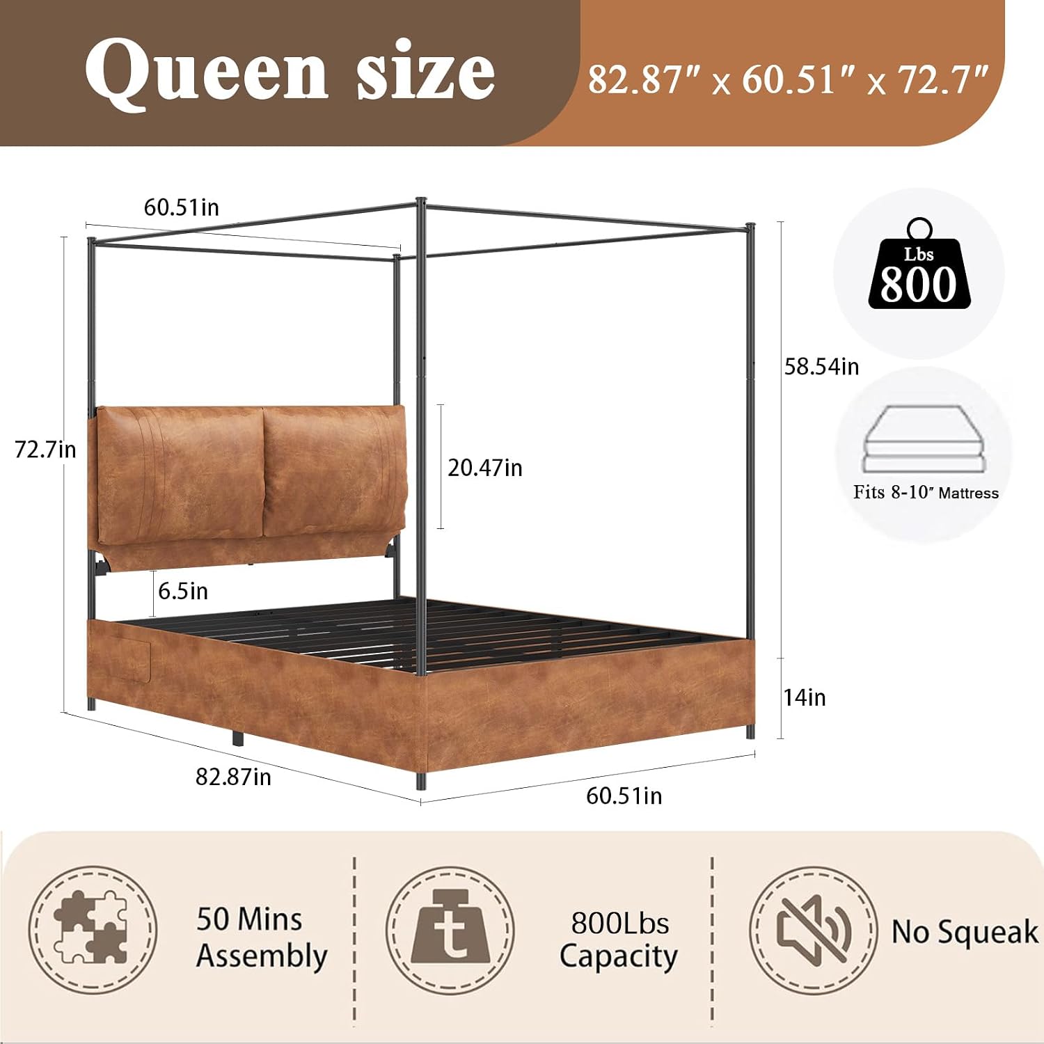 Queen Canopy Bed Frame with Ta - Canopy Bed Frame Metal Queen ulasan dan harga