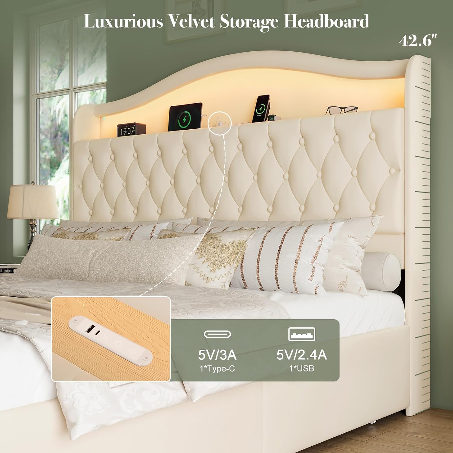 King Size Platform Bed Frame W - King Size Bed Frame With Storage Drawers ulasan dan harga