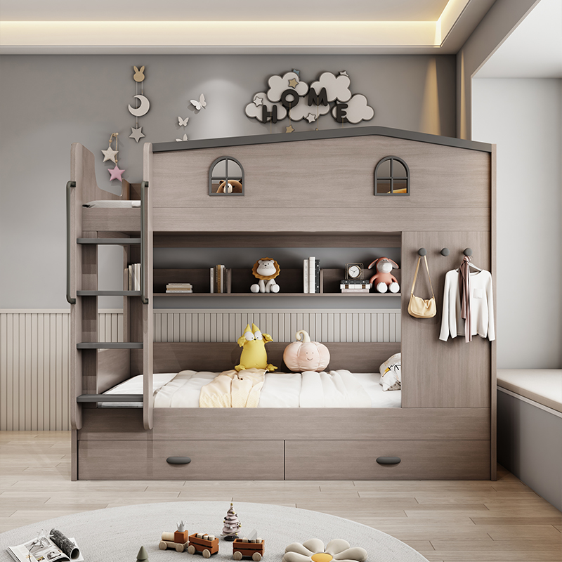 Nordic Double Decker Kids Beds - Bunk Bed With Stairs And Slide ulasan dan harga