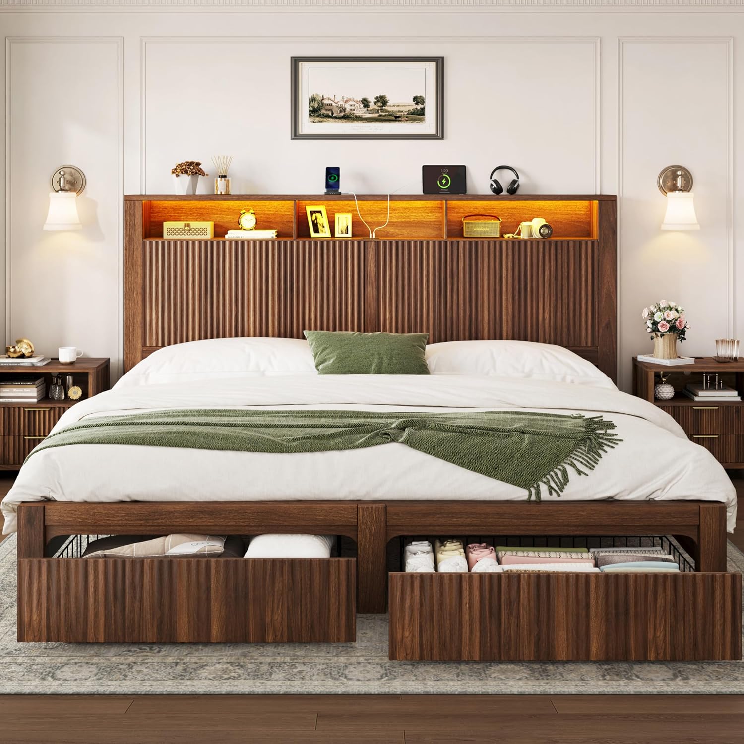 King Size Bed Frame and Headbo - King Size Bed Frame With Storage Drawers ulasan dan harga