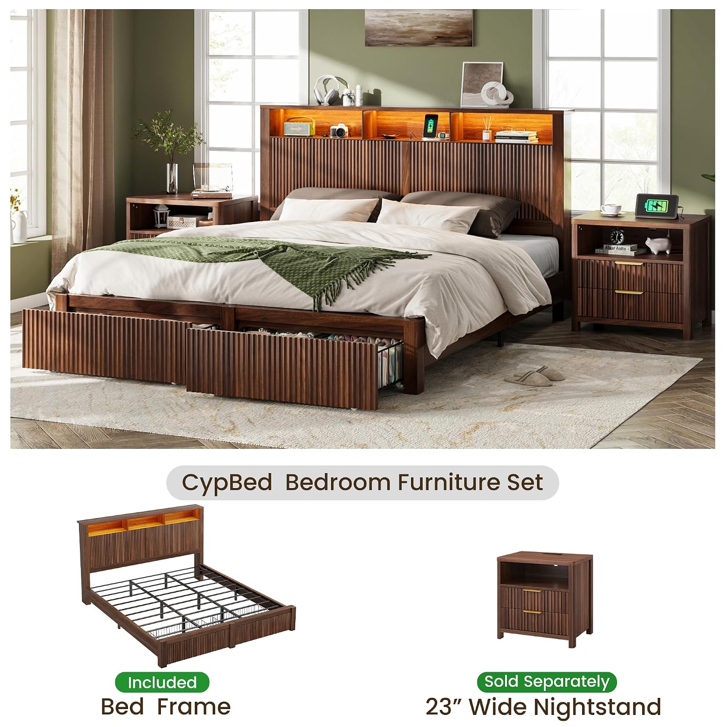 King Size Bed Frame and Headbo - King Size Bed Frame With Storage Drawers ulasan dan harga