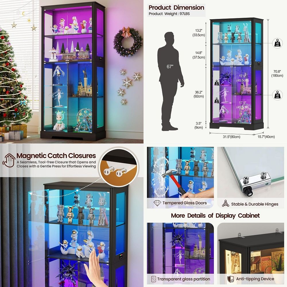 Lighted Corner Display Curio C - Storage ulasan dan harga