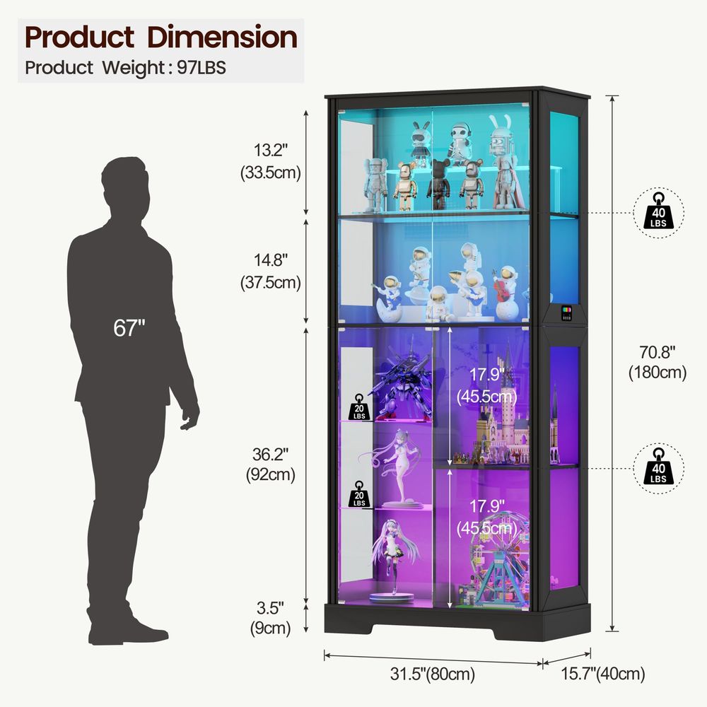 Lighted Corner Display Curio C - Storage ulasan dan harga